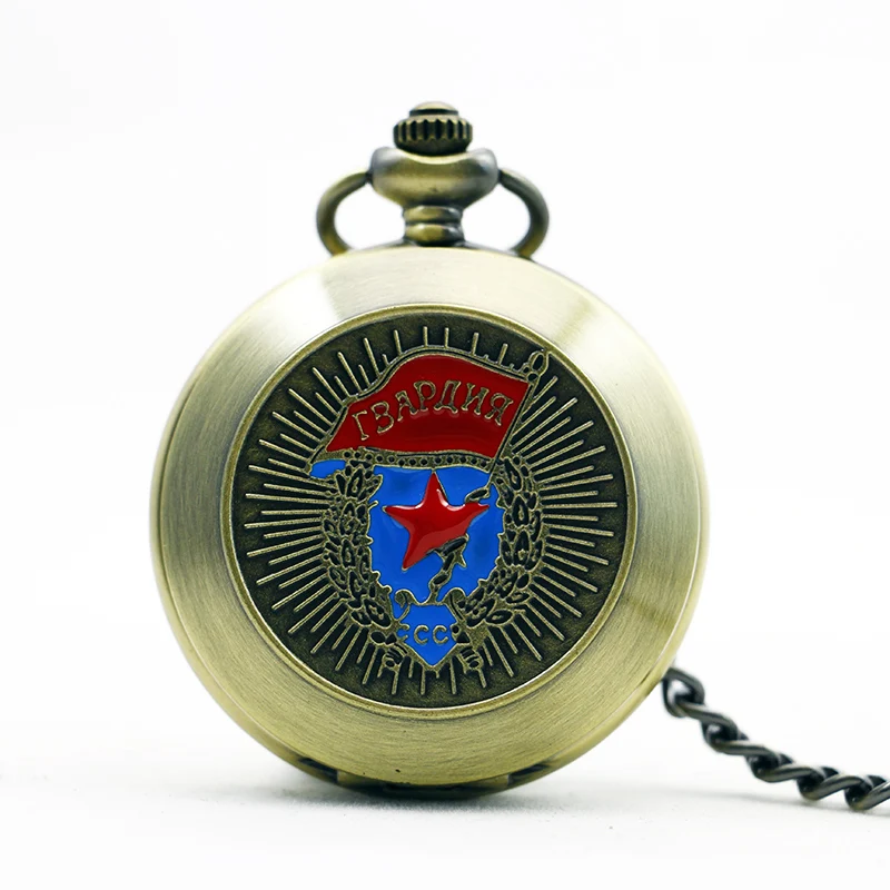 

Bronze Vintage Antique Badge Star Peace Mechanical Pocket Watch For Men Hand Wind Casual Fashion Pocket&Fob Chain Watches