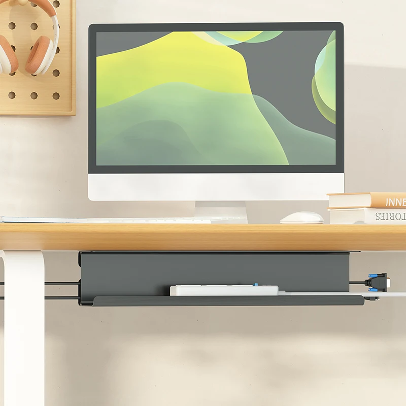 Under Table Cable Organizer Under Desk Cable Tray Wire Organizer No Trace Widened Design Protection Tray for Various Tables cable organizer