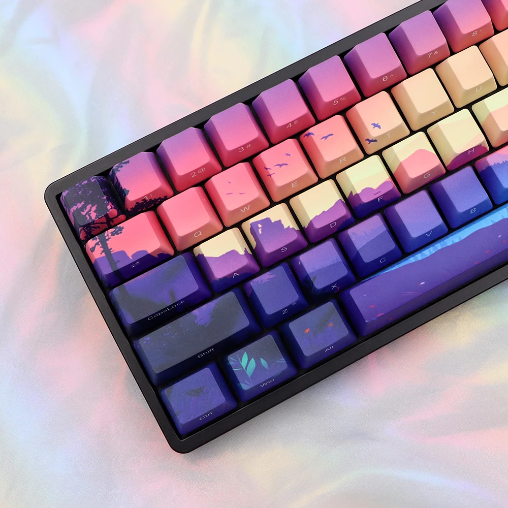 Keycaps Ambiente Roxo para Interruptor mx Keycap de Impressão Lateral Sublimação de Dye Pbt Lados Keycap Teclado Mecânico Perfil Oem