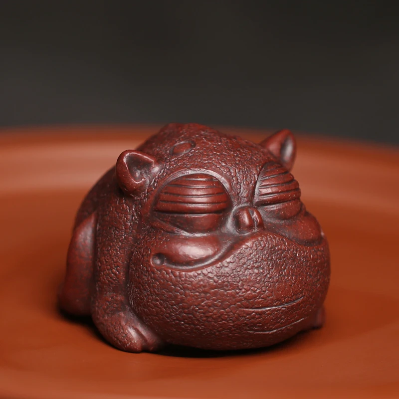 Fabulous Wild Beast Cute Red Tea Pet Spirit Figurines Tea Ceremony Utensils Chinese Room Decoration Accessories Zen Animal tea pet ornaments,room decor statues