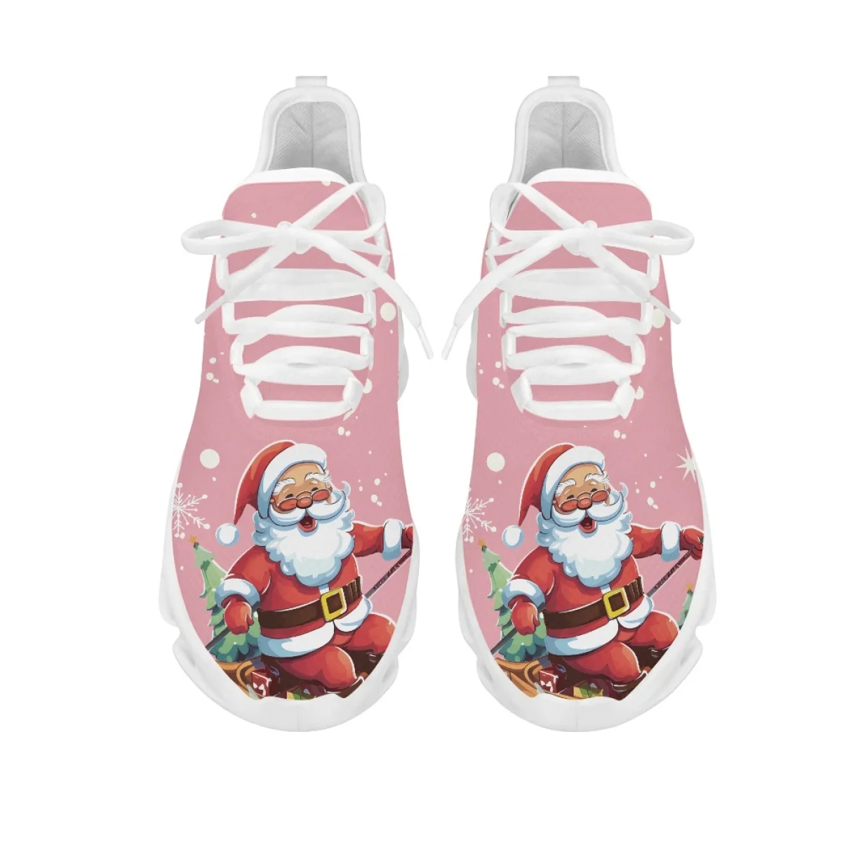 

Cute Merry Christmas Santa Woman Autumn Winter Round Toe Vulcanized Shoes Beautiful Christmas Tree Design Comfortable Sneakers