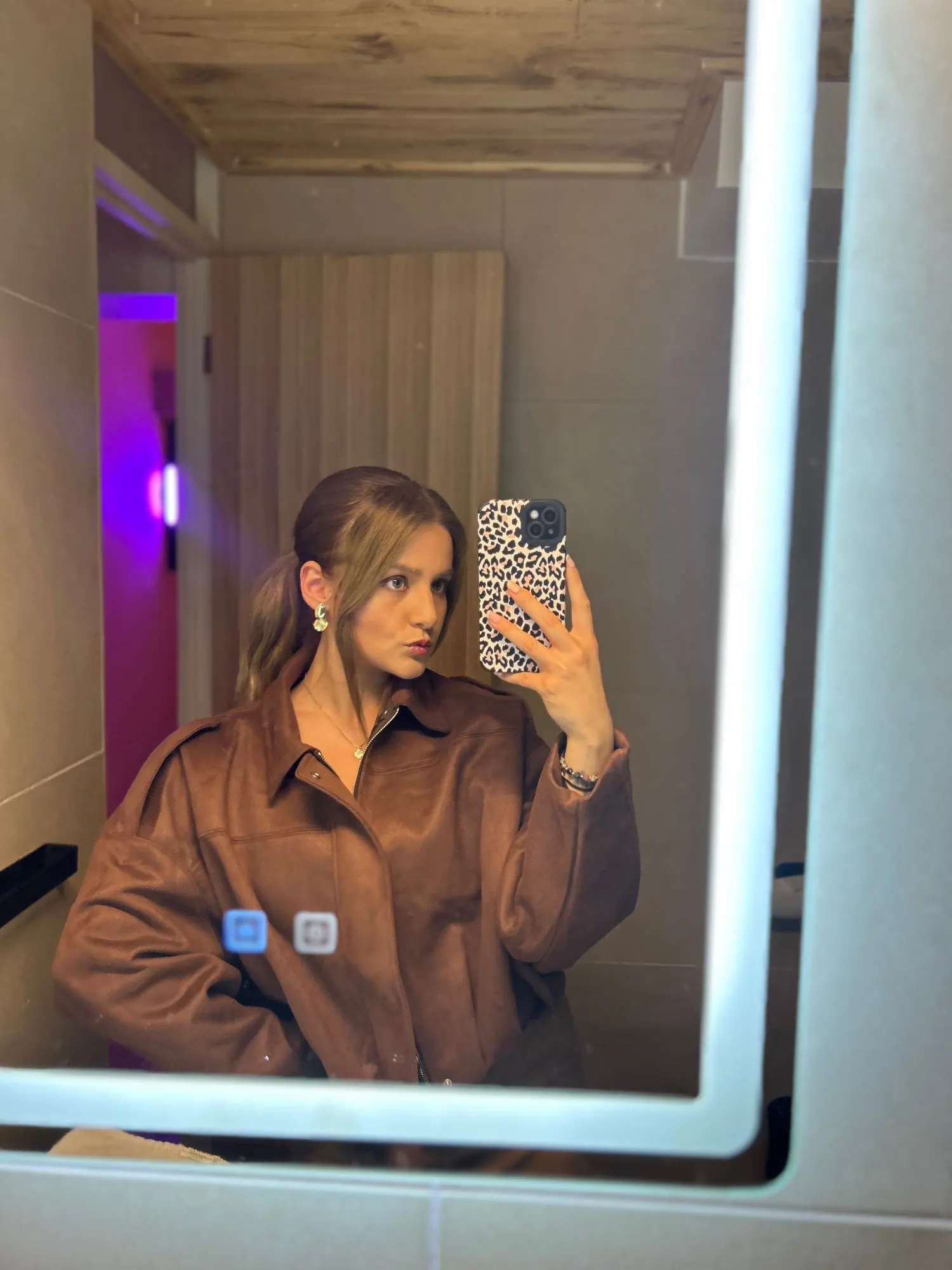 HXAO Women's Bomber Jacket Lapel Long Sleeve Zipper Suede Jacket Women 2025 High Street Cropped Racing Jackets Coats Outerwears photo review