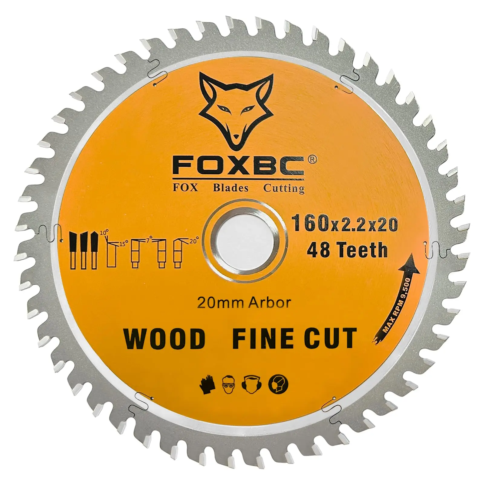 foxbc-495377トラックソーブレード160x22x20mm-48-t木工用ファインカット55、tsc-55、atf-55、ap-55、dewalt-dws520k-1pcs