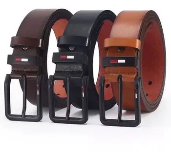 Men's PU Leather Alloy Pin Square Buckle Belt BusinessLeisure Belts 2023 Fashion Black Coffee Brown WaistBelts for Men 1