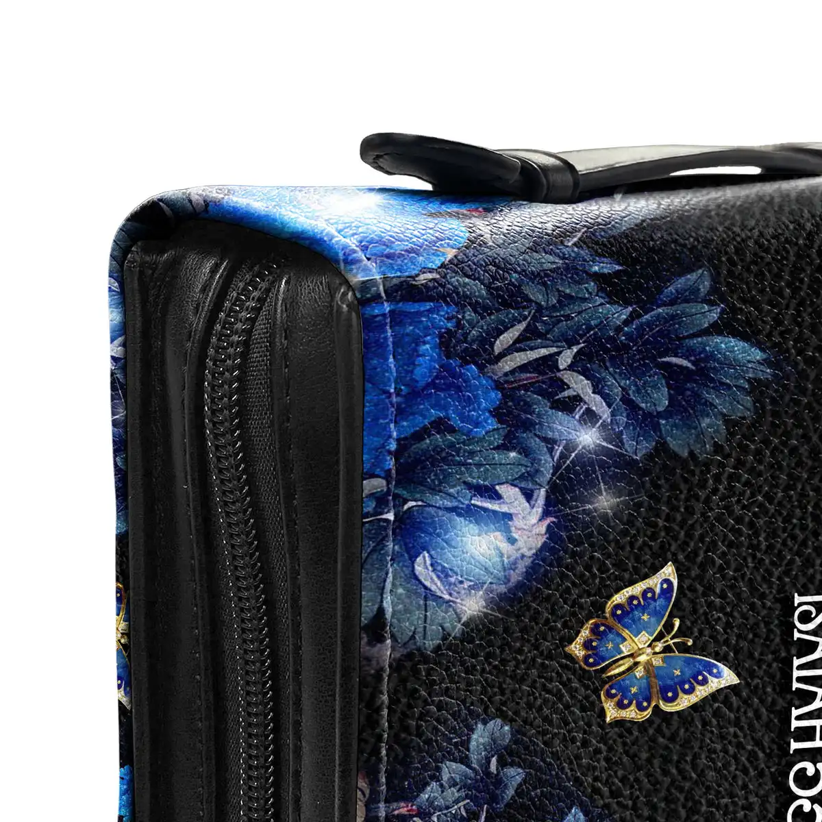 Luxury Butterflies Bible Poetry Print Bible Cover Case Women's Bible Storage Bag Pu Leather Zippered Handbag Holy Storage Boxes