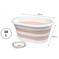 25L / 38L Collapsible Folding Basket, Multipurpose Plastic Bucket for Dirty Clothes, Portable Storage Organizer for Home, Camping, Car and Toys, Gray and Pink 5