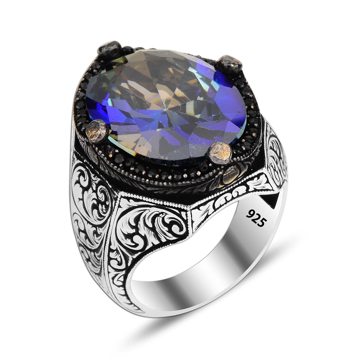 

NEW Art Design Unique New Original Trendy Hot Sale Rings Antique Onyx 925 Silver Men Ring Male Boho Vintage Fine Jewelry Luxury