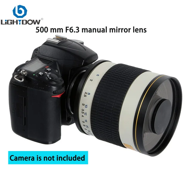 Lightdow Fixed Focus 500mm F6.3 Telephoto Manual Mirror Lens With T2 Mount Adapter Ring for Nikon Canon Pentax Sony DSLR Cameras 2