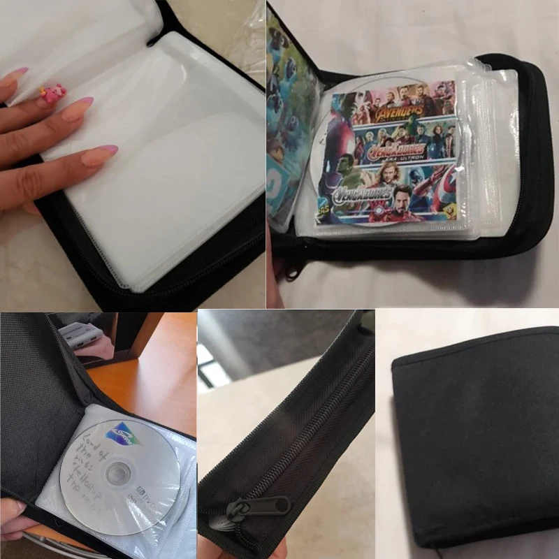 40Pcs cd case Disc dvd storage bag High-capacity Oxford Cloth Sleeves cd holder Home Room Discs Storage box handbag with Zipper