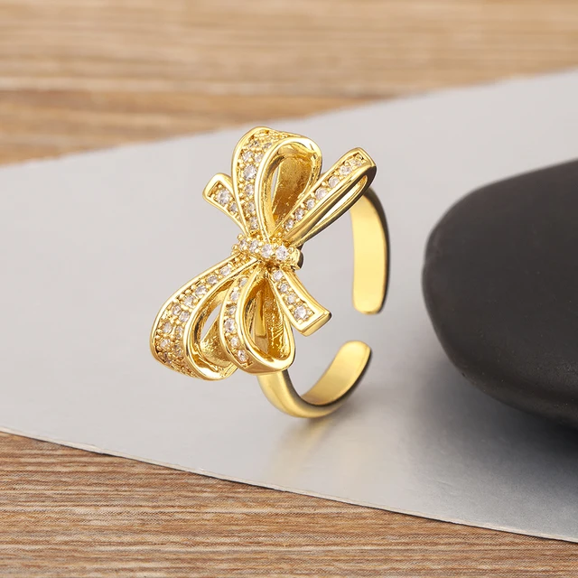 Nidin – bagues ouvertes rétro en forme d'arc romantique, 5 Styles réglables pour femmes et filles, bijoux fantaisie en Zircon brillant, cadeaux d'anniversaire, nouvelle collection
