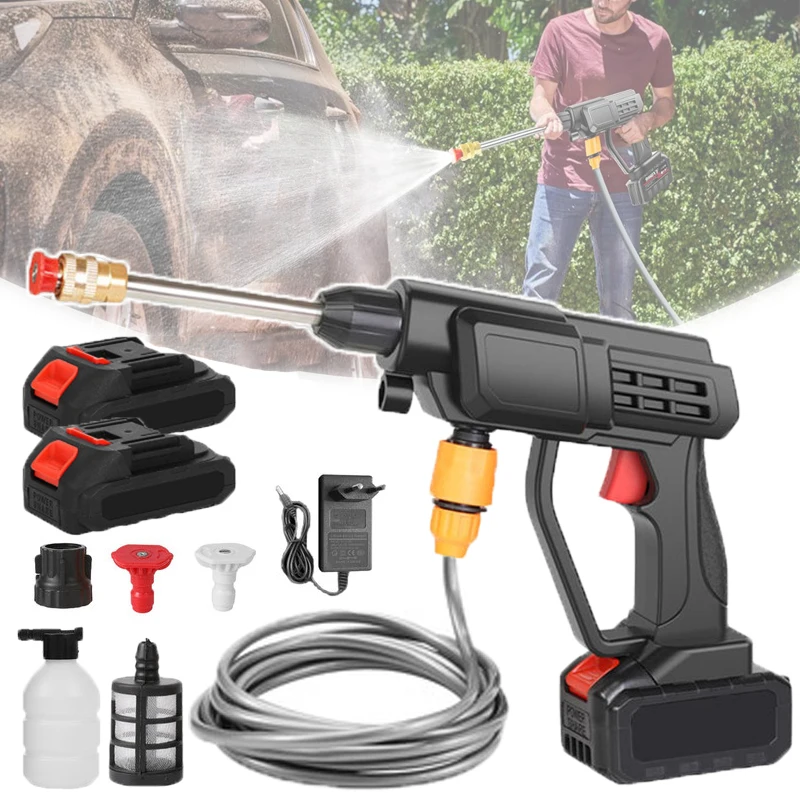 Nettoyeur haute pression sans fil 70 bars, pistolet de lavage de voiture, batterie 10000mAh, générateur de mousse, pistolet à eau par pulvérisation, Machine de nettoyage