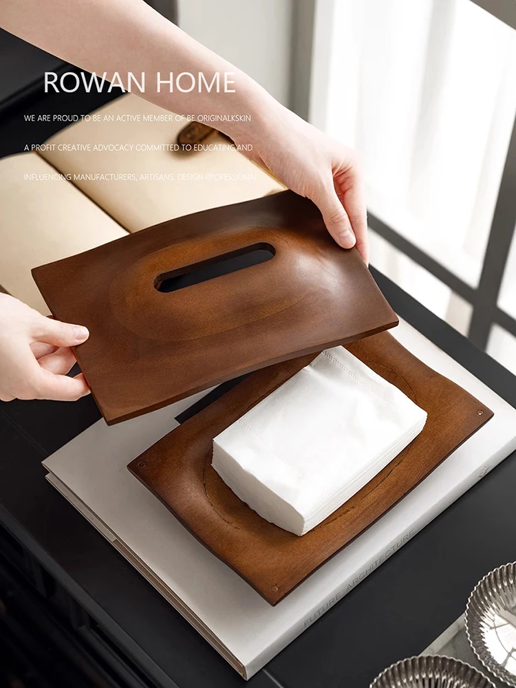 Walnut Wood Tissue Boxes Cover Tissue Holder Napkin Case for Home Decoration Hotel Restaurant Light Luxury Scandinavian Style 2