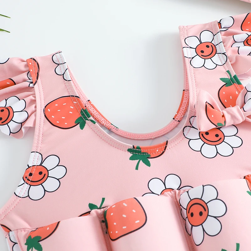 One Piece Swimsuit Children Swimsuit Children Swimsuits Buoyancy Girl 2-7 Year Short Sleeve Floating Cartoon
