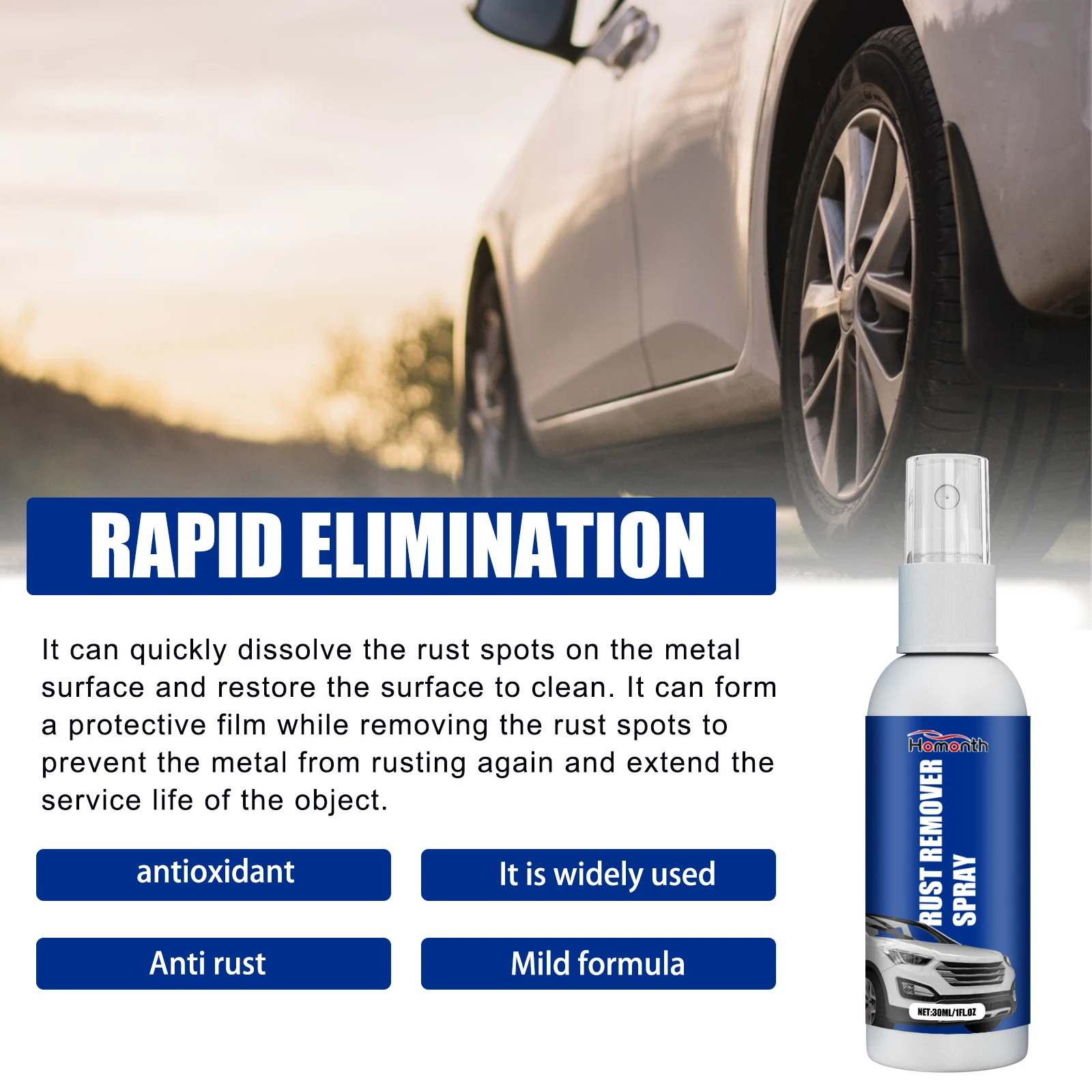 Instant Rust Spray Automotive Tire Retreading Rust Paint Polishing Cleaning Decontamination Multi Functional Rust Remove Spray
