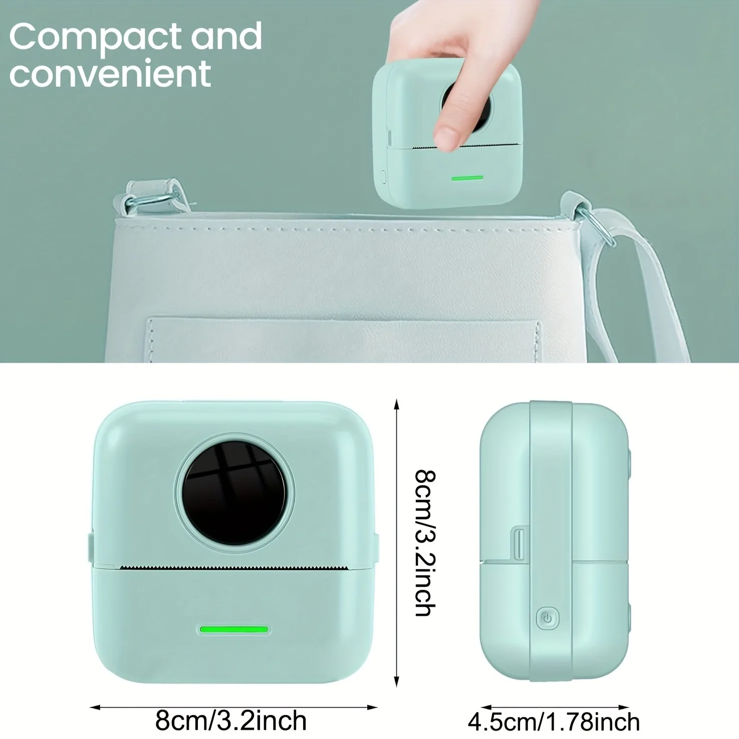 무선 미니 휴대용 감열 라벨 프린터 세트, 메모, 저널링, 업무, 영수증 및 DIY 공예용, USB/배터리 전원