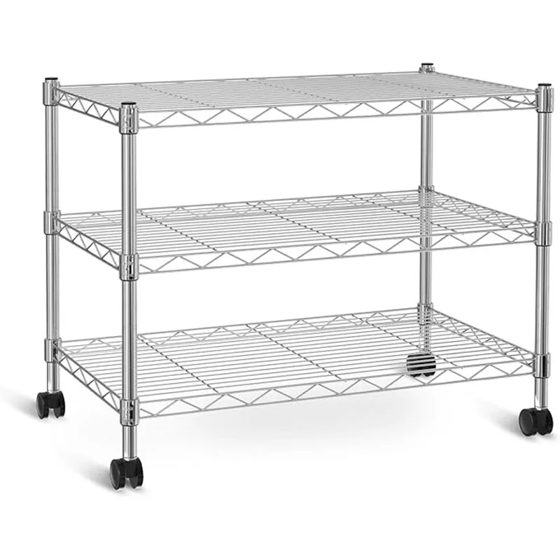 Simple Deluxe Heavy Duty 3-Shelf Shelving Unit, 24.02" D x 13.78"W x 21.97" H, 3 Tier, Chrome