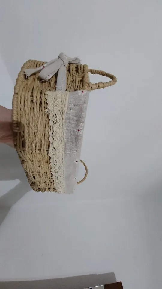 Woven Storage Baskets Kitchen Organizer Handwoven with Handles Cosmetic Box for Breakfast Fruit Bedroom Bathroom Home Decorative photo review
