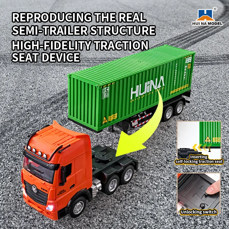New Huina Toys 1:18 Scale Nine-channel Alloy Remote Control Cargo Cars Kids Toys RC Car Semi Truck Children Gifts With Color Box 3