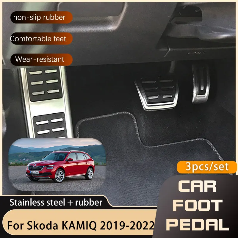 Car Pedals For Skoda KAMIQ NW4 Stainless Steel Footrest Brake Non-slip No Drilling Pedal Cover Parts AT MT