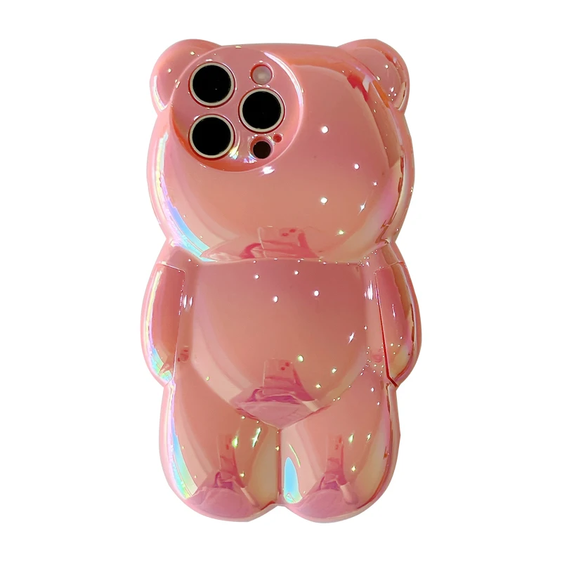 Kawaii Laser Bear Shockproof Phone Case - Cute Cartoon Design Cover