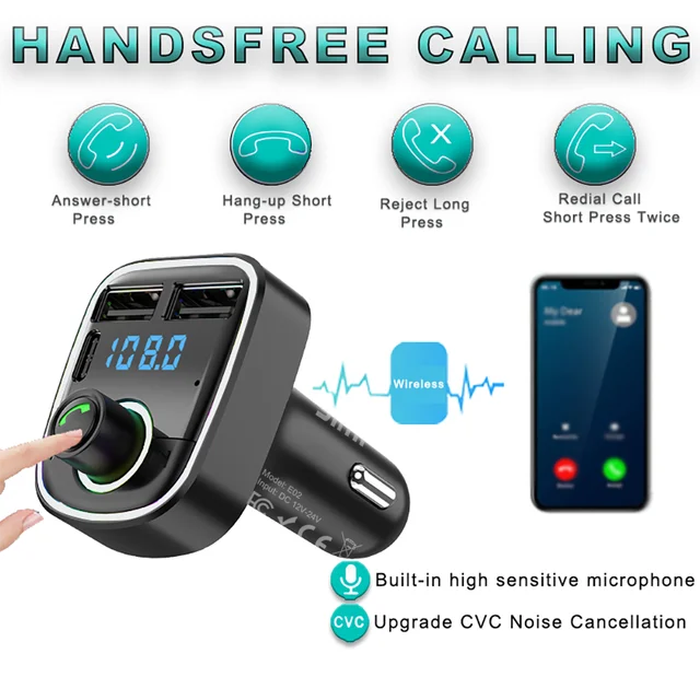 Bluetooth FM Transmitter Car Adapter 4
