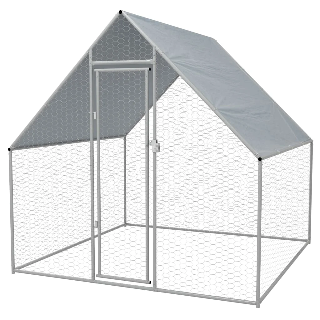 Gallinero Exterior Grande 380x280x195 cm Jaula para 10-12 Gallinas de Acero  Galvanizado con 2 Pisos Cubierta de Tejado Puerta Corral