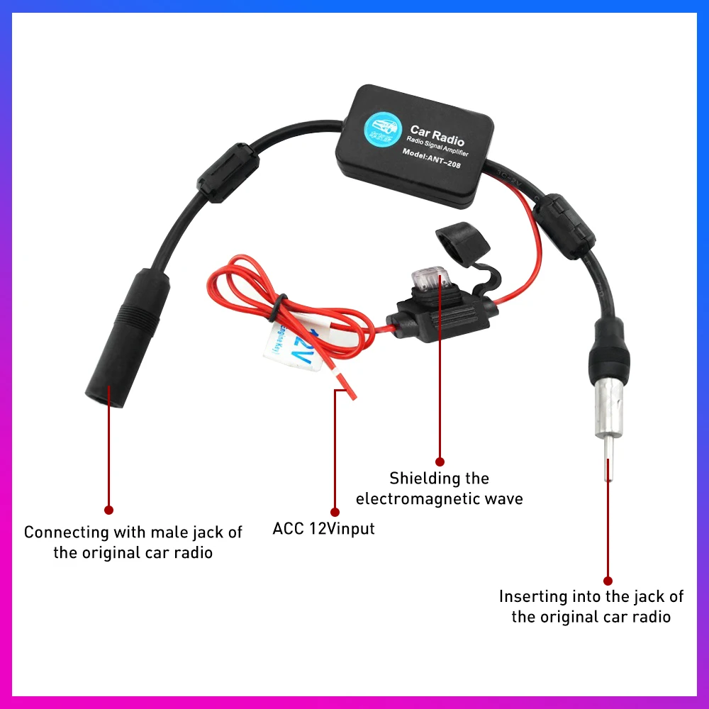 KUNFINE-Amplificateur de Signal d'Antenne FM Universel pour Voiture Marine, Véhicule, Bateau, Montres, 12V