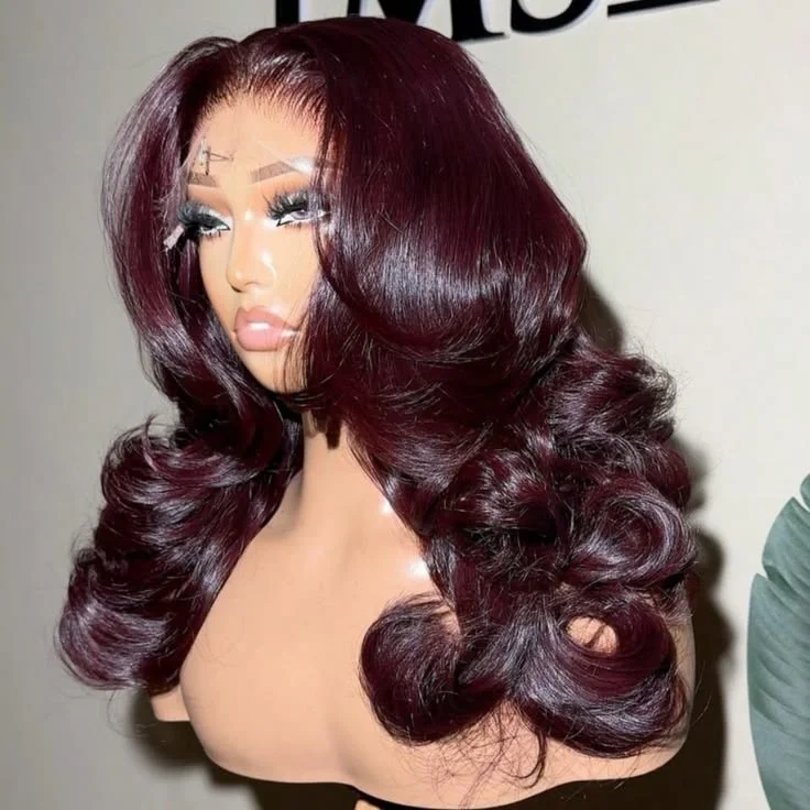 99j Burgundy Lace Front Wigs Human Hair 13x6 HD Transparent Burgundy Wig Human Hair 200 Density Body Wave Lace Front Wigs Human