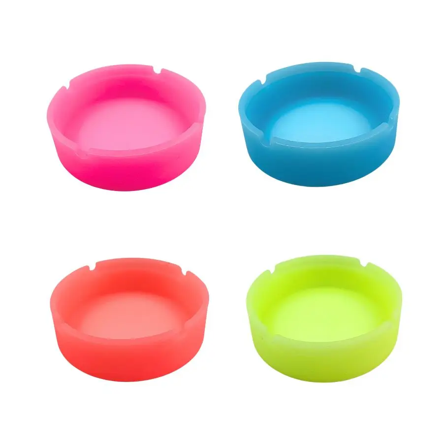 Silicone Ashtray Luminous Fluorescent Round Ash Box Glow-in-the-dark