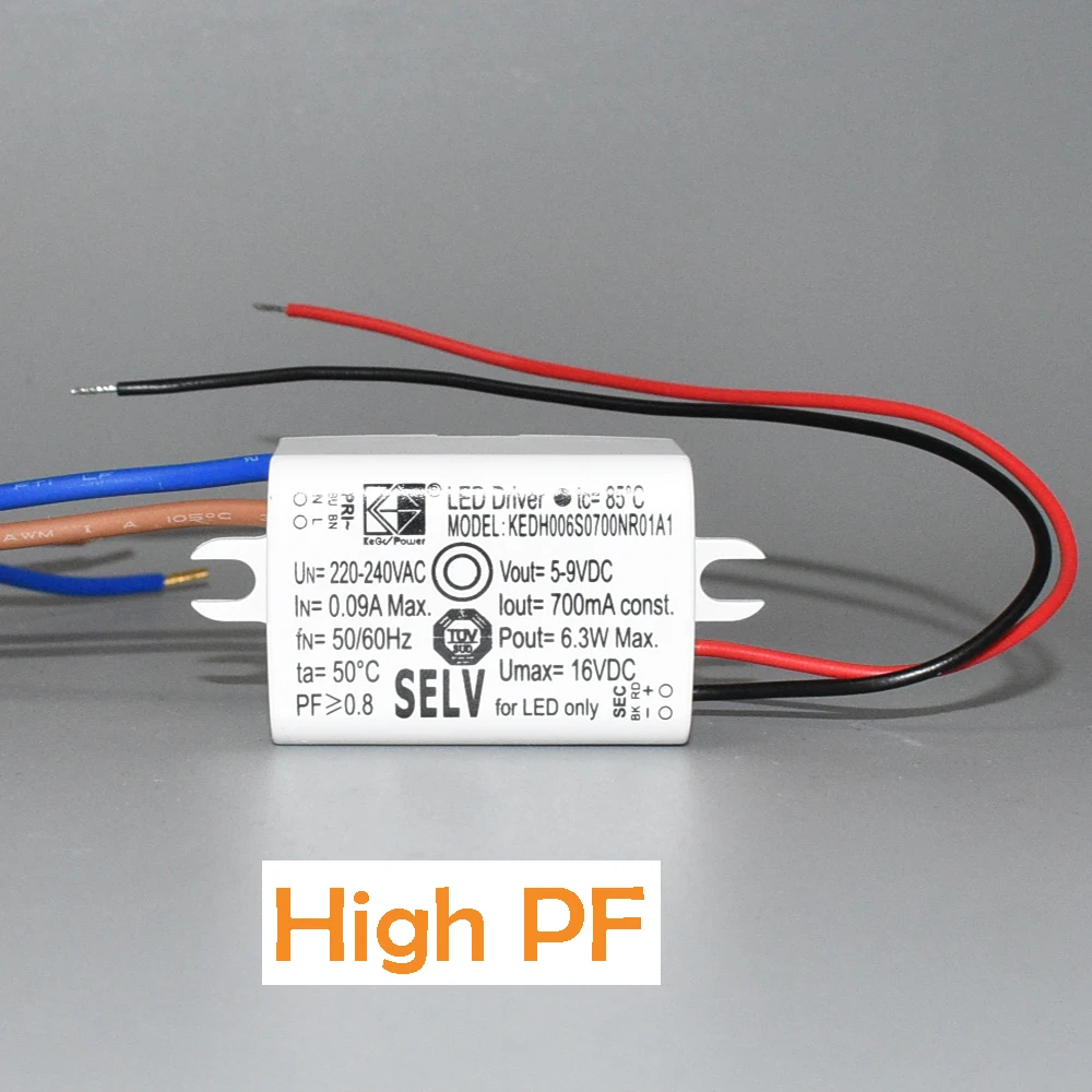 4W 5W 6W 7W 소형 미니 LED 드라이버, 150mA 250mA 300mA 350mA 500mA 700mA 정전류 전원 공급 장치 COB 칩용 높은 PFC SELV