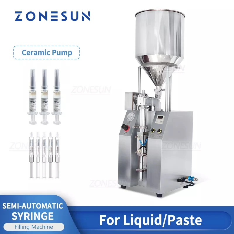 

ZONESUN ZS-YTCP12V Semi Automatic Pneumatic High Accuracy Ceramic Plunger Pump Syringe Liquid Paste Filling Machine