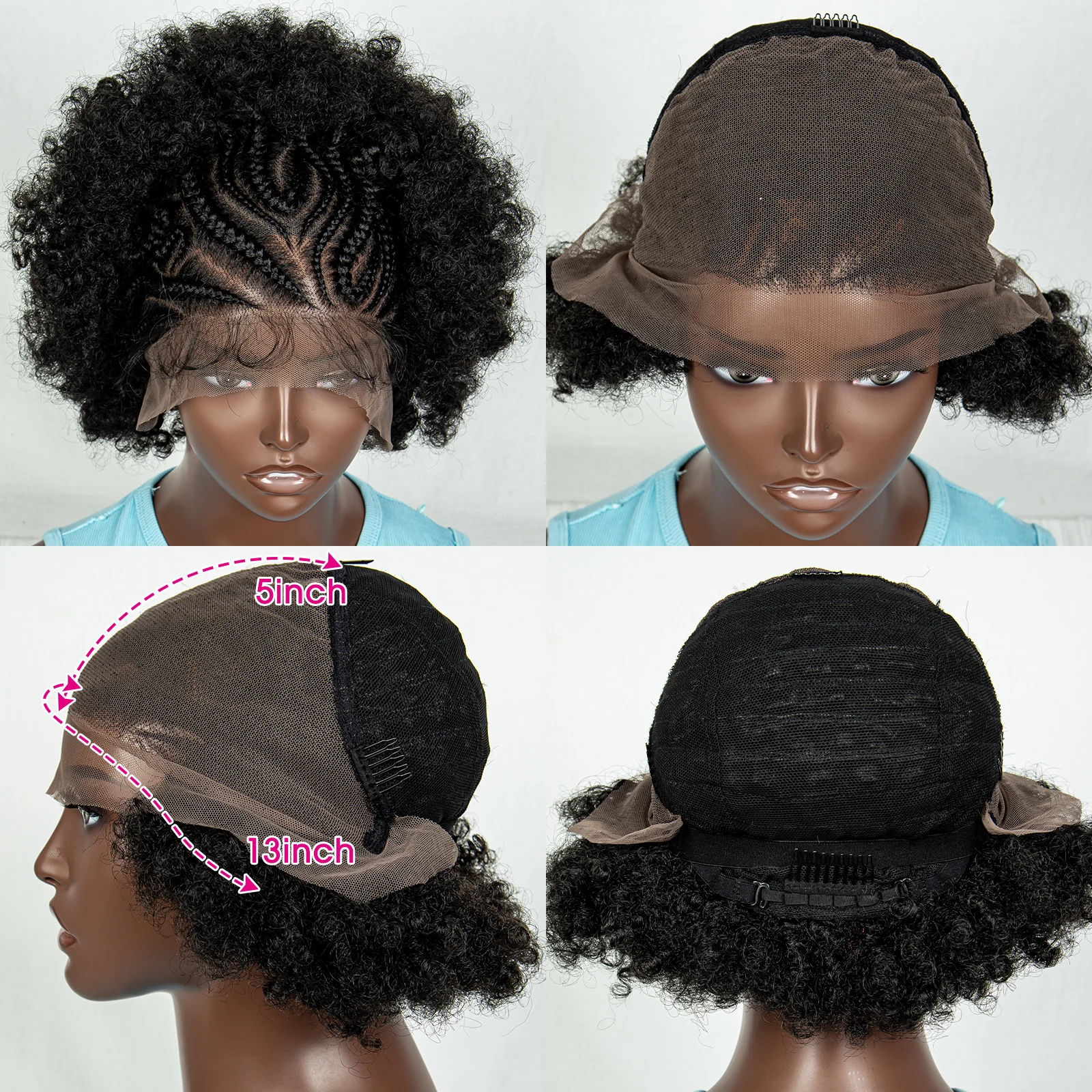 Braided Wigs Synthetic Lace Front Wig Braiding Hair Wigs With Buns For Black Women Wig Afro Kinky Curly Hair Wigs Daily Use images - 6