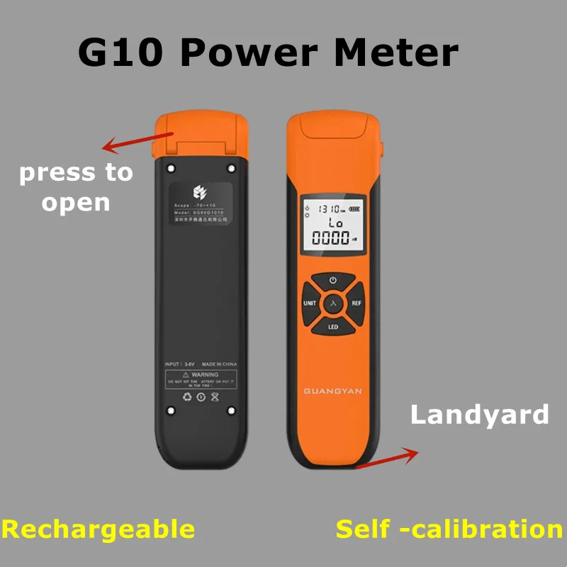 

High precision Rechargeable Power Meter Fiber Optic Power Meter G10 with flash light OPM Ftth SM Free shipping With Landyard