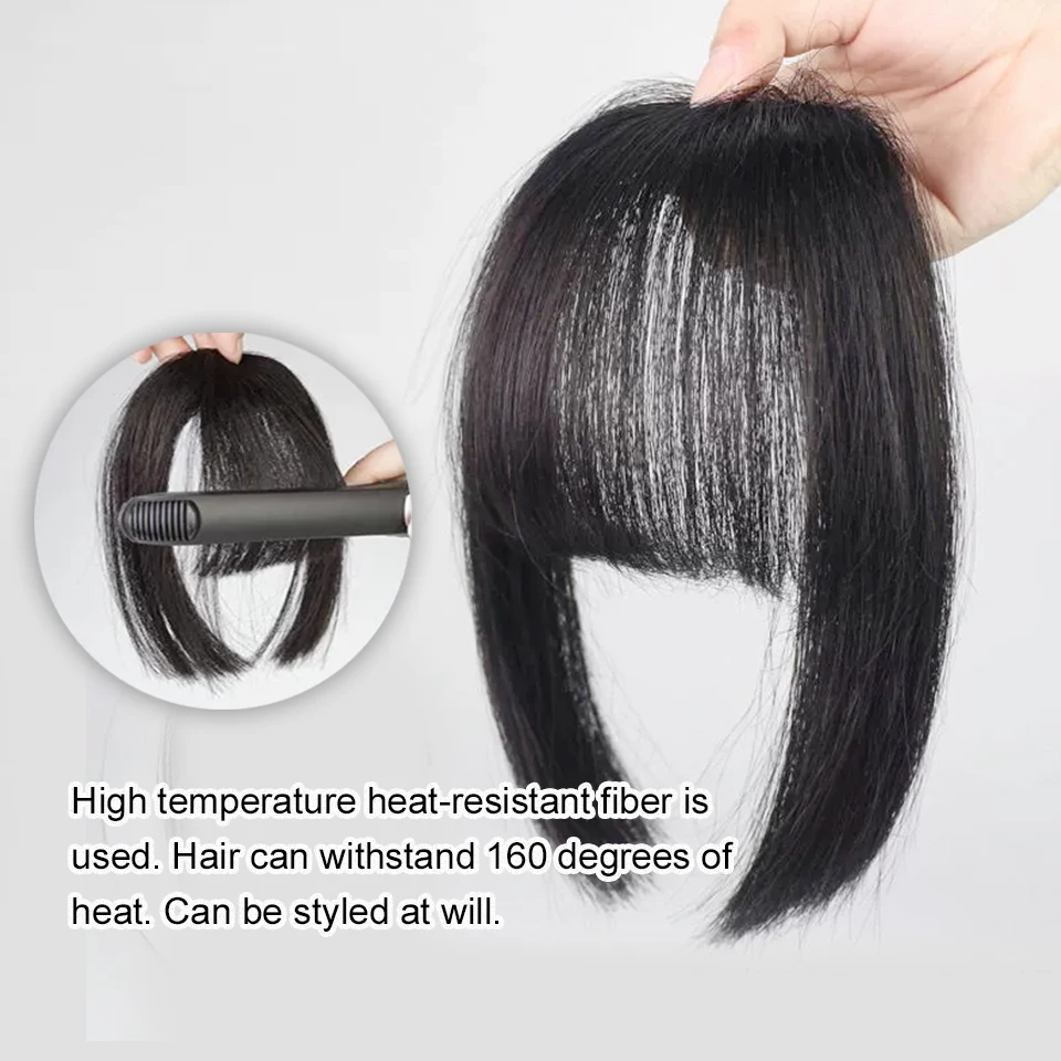 Synthetic Bangs Clip-in Hair Extensions Thick Bangs Hairpieces for Women Daily Heat Resistant Fake Bangs
