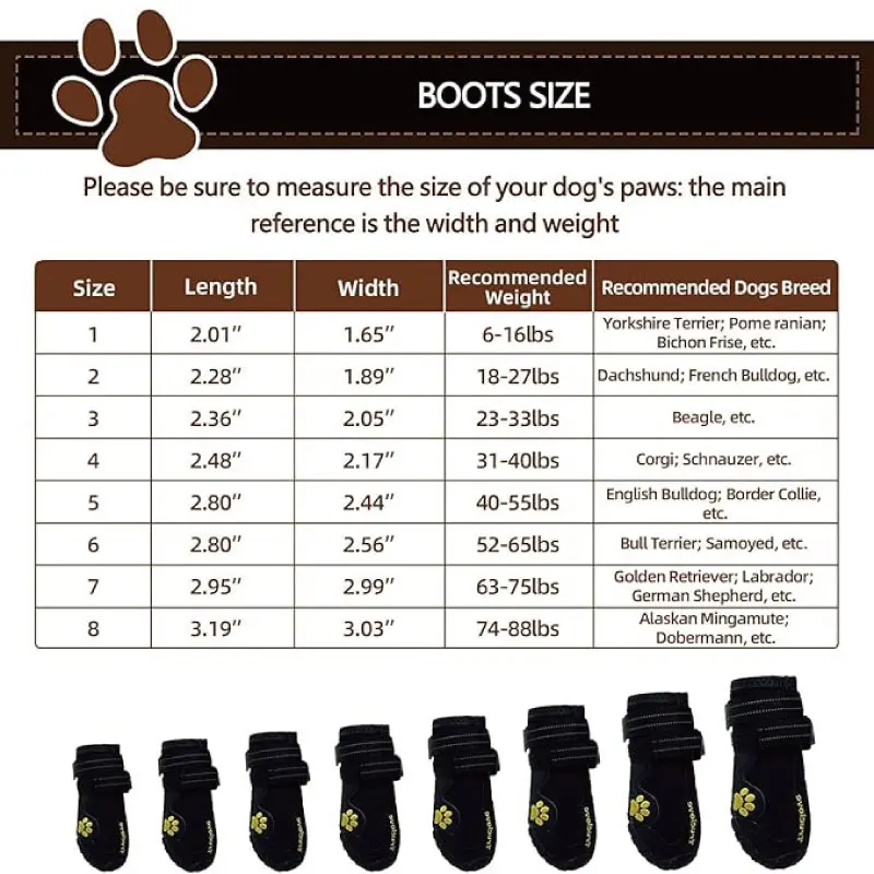 Truelove Pet Boots Waterproof Durable Dog Shoes with Reflective Straps for Small Medium Large