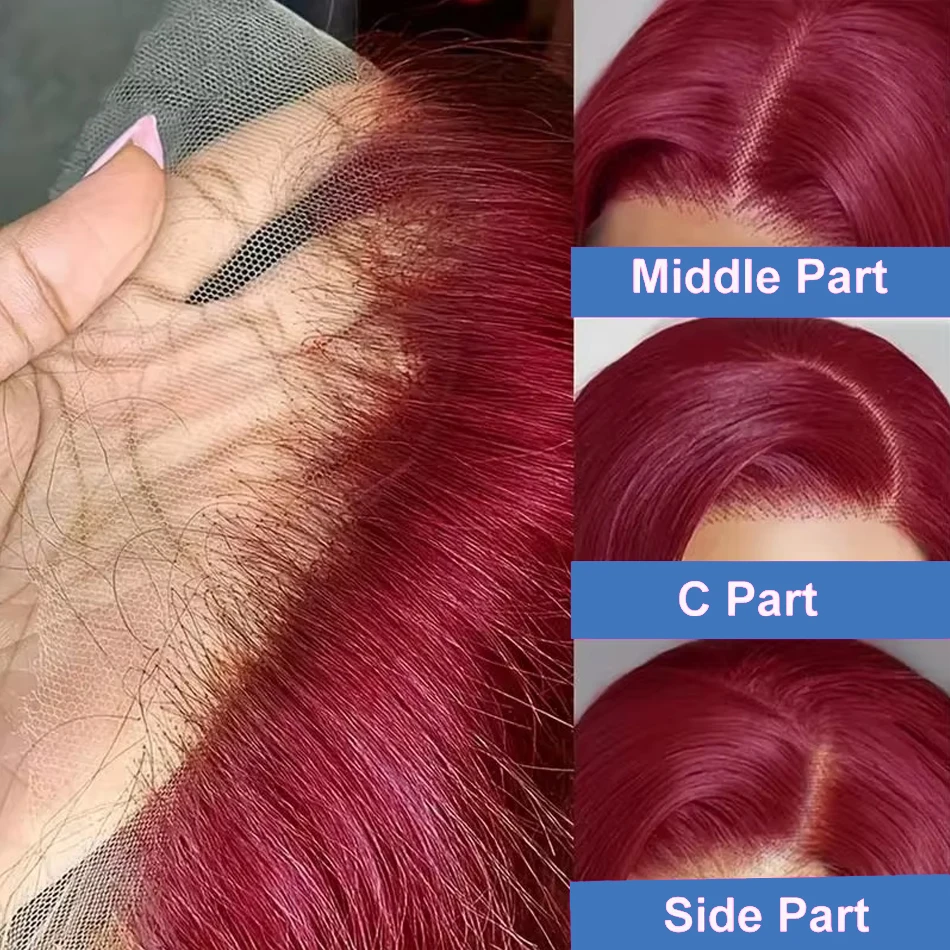Burgundy 99J Short Bob Wigs Straight Human Hair 13x4 Lace Front Human Hair Wig Bone Straight Wig 100% For Women
