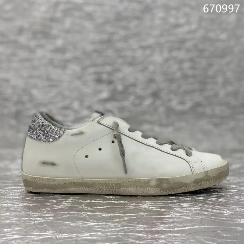 golden Classical Shoes Designer Women's & Men's Sneakers by goose Silver Glitter, Leopard Suede, Leather Style Shoe 4