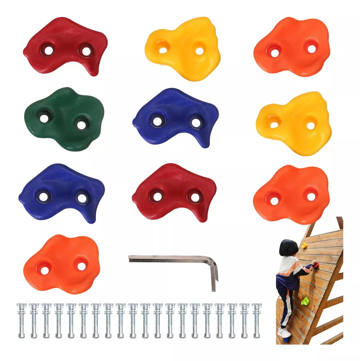 

10pcs/set Rock Climbing Holds Playground Game Hand Feet Hold Grip Kit Wood Wall Climbing Stones Toys For Children Kids