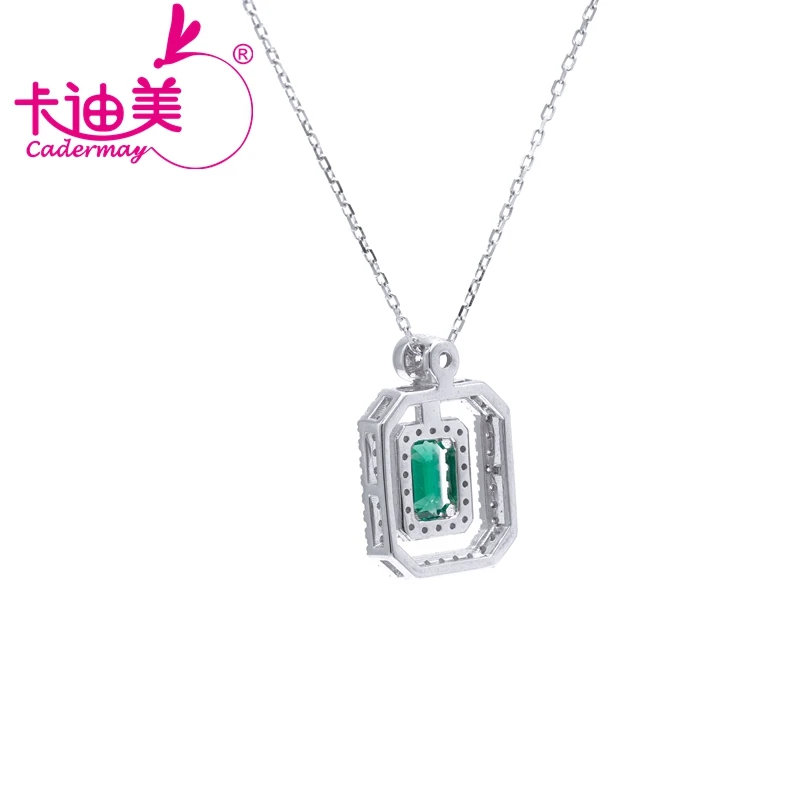 

CADERMAY Fine Jewelry S925 Sterling Silver Muzo Green Lab Grown Emerald Pendants Necklace For Women Party Gifts