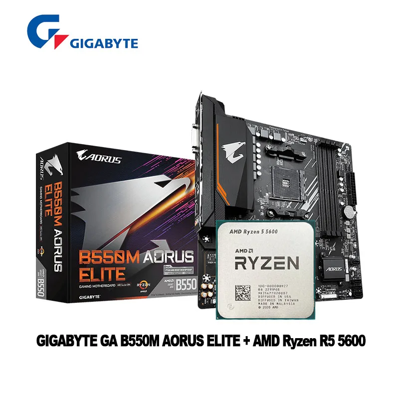 Amd Ryzen 5 5600 R5 5600 Cpu + Gigabyte Ga B550m Aorus Elite ...