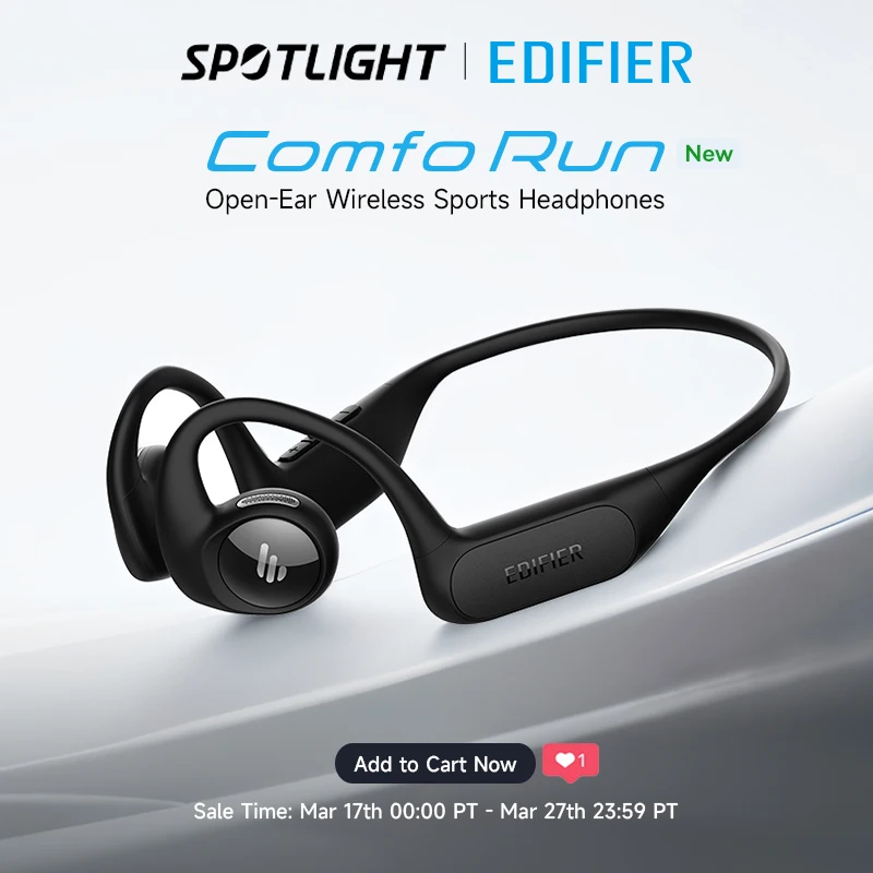 

Беспроводные Bluetooth-наушники Edifier Comfo Run с открытыми ушами, спортивные наушники с воздушной проводимостью, водонепроницаемые IP55 наушники с глубокими басами для фитнеса