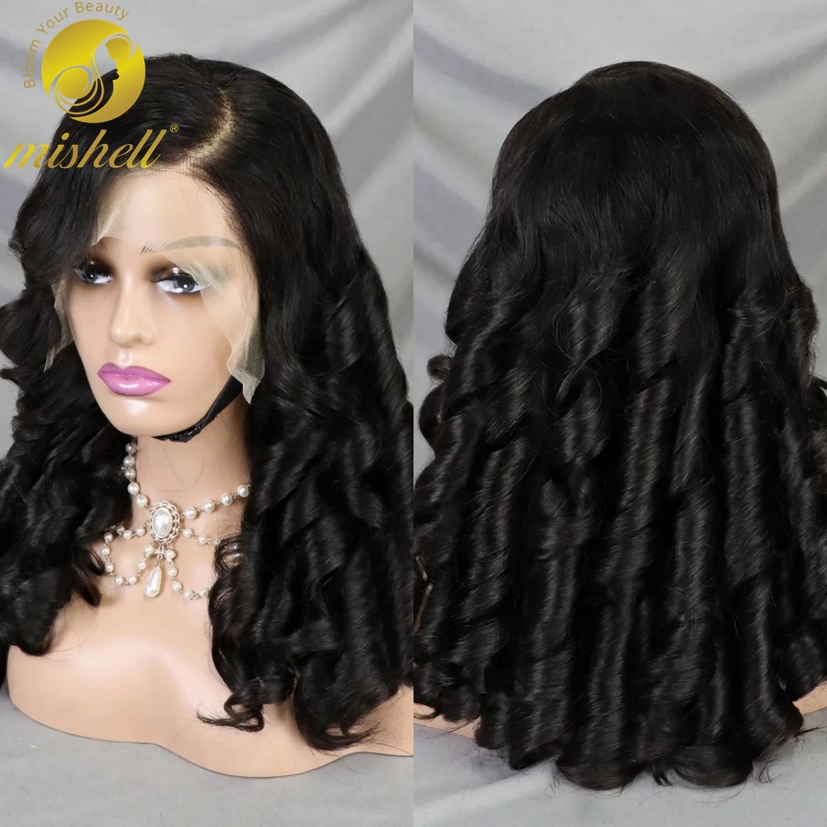 

300% Egg Roll Wave Lace Wigs 13x4 Transparent Lace Frontal Wigs 24 inches Bouncy Curly Human Hair Wigs for Women PrePlucked Remy