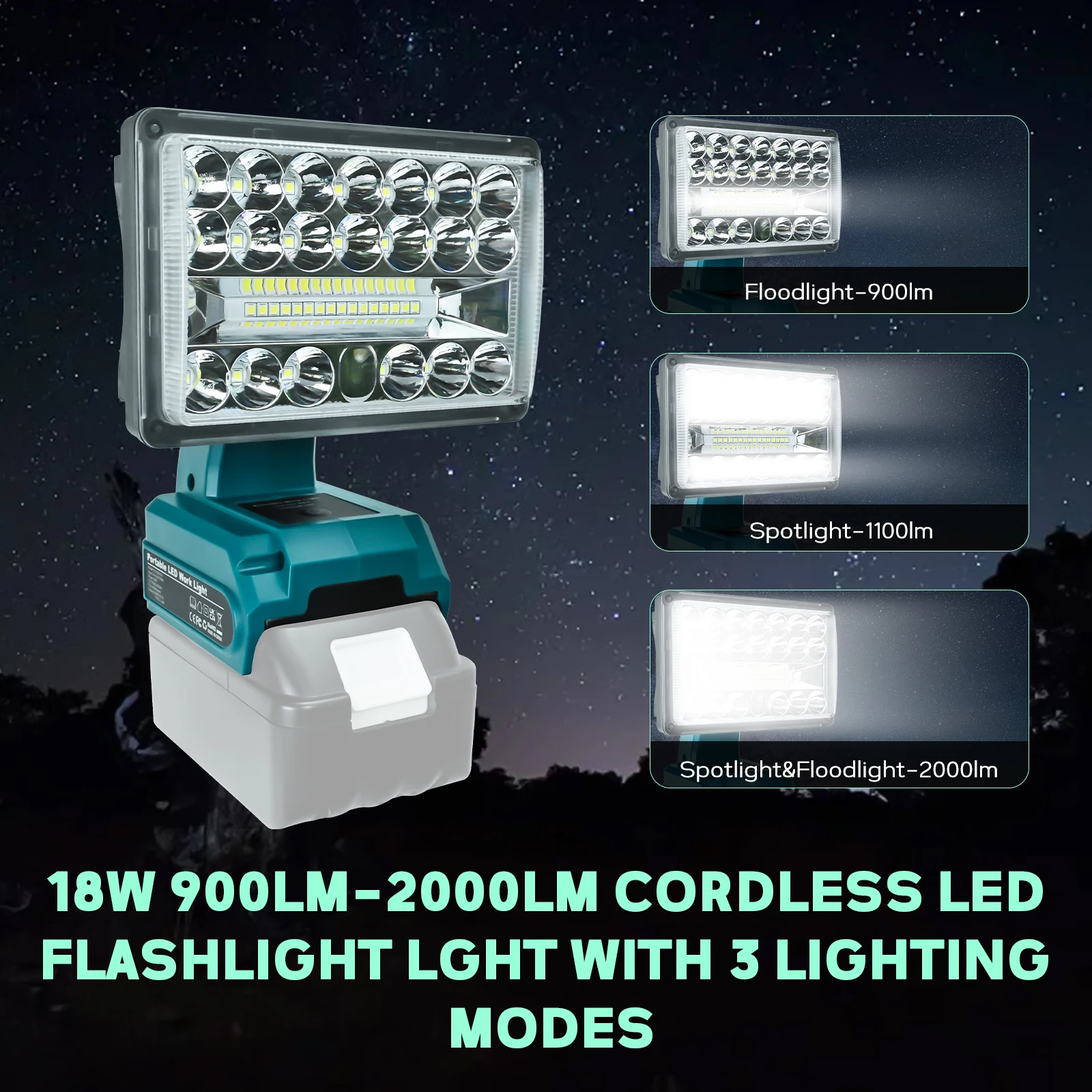 Camping Light Portable Lanterns Camping Lamp Camping Lantern Portable Work Lights Portable Work Light 28W 2000LM LED Work Light for Makita 14.4-20V Li-ion Battery Lamp Flashlight Outdoor Emergency Lighting with USB Type-C Port