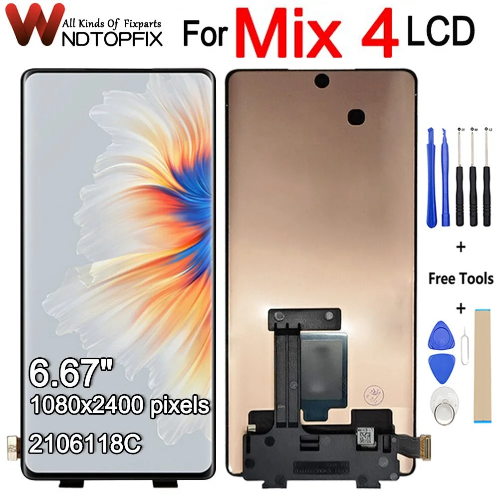 

ЖК-дисплей 6,67 дюйма для Xiaomi Mix 4, сенсорный экран, дигитайзер в сборе, запасная часть, новинка для Xiaomi Mi Mix4, ЖК-экран с инструментами