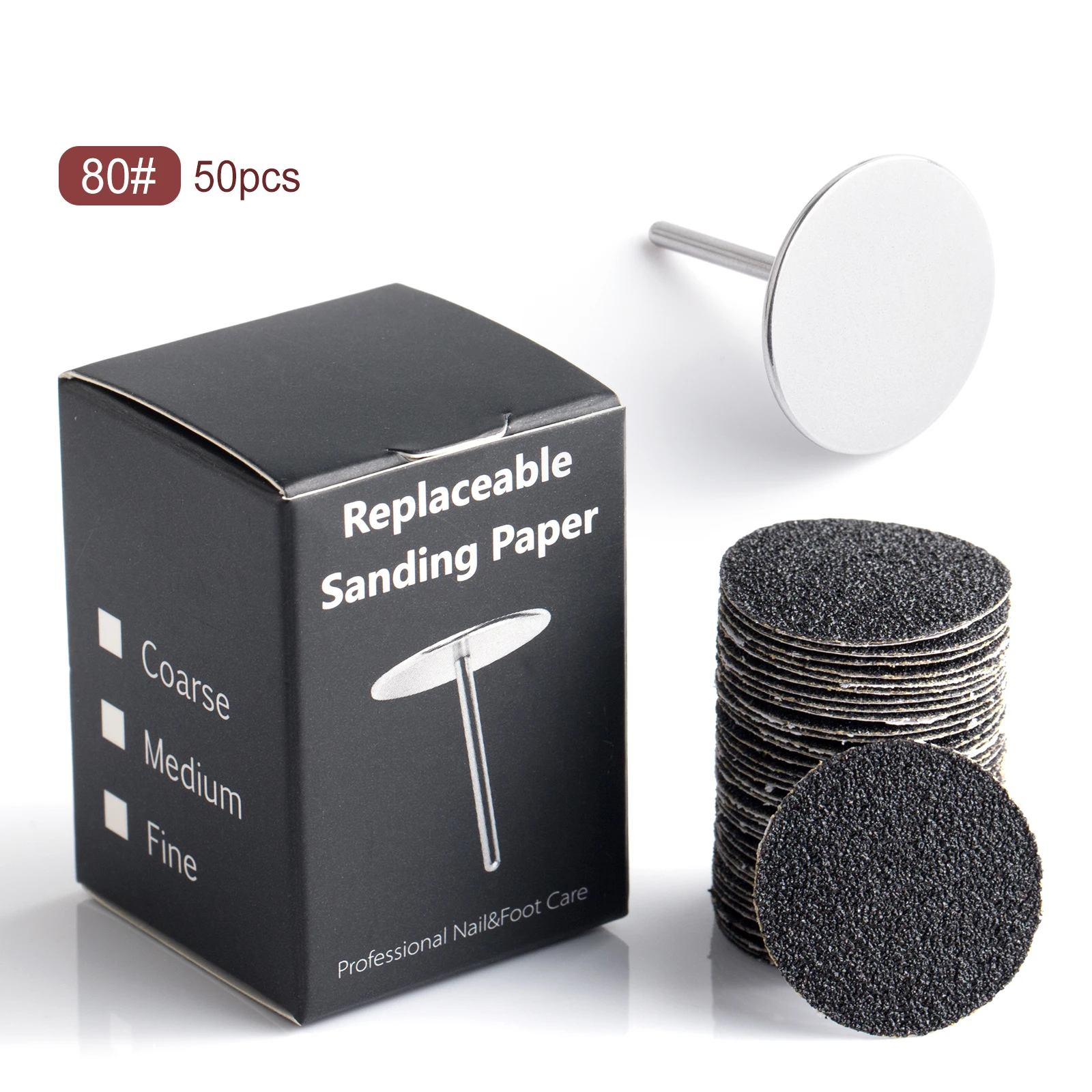 50-Piece Sandpaper Disc Set for Pedicure and Exfoliation