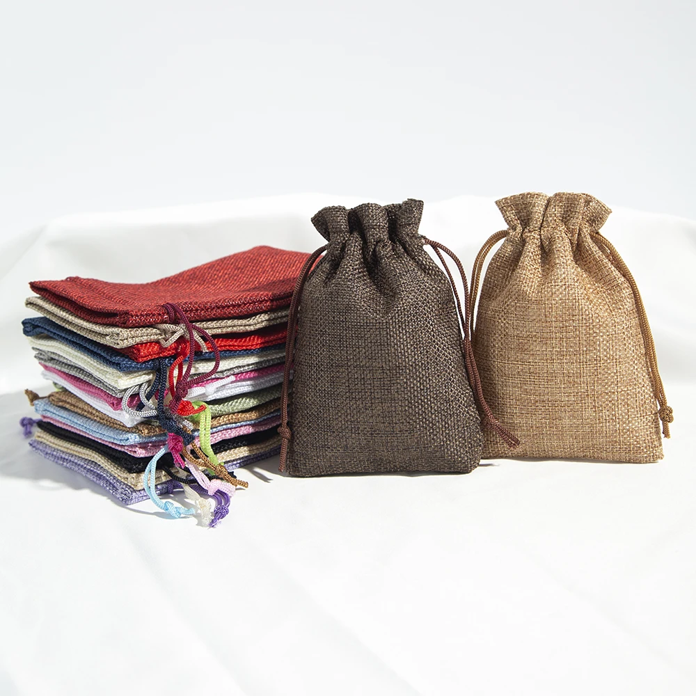 

Burlap Gift Bag with Drawstring Storage Reusable Small Jewelry Packaging Natural Linen Jute Wedding Favor Gift Pouches