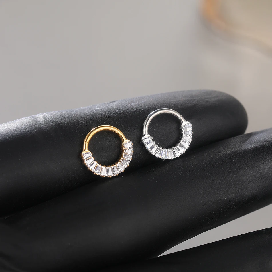 1 Stück Titan Nase Hoop Daith Ohrring Conch Helix Septum Piercing Clicker Segment Helix Rook Ohr Piercings Frauen Körperschmuck 16G – Detail 26