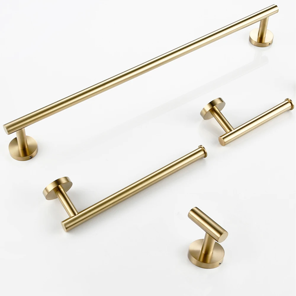 set di accessori per il bagno kit di accessori per il bagno 4 pezzi oro spazzolato accessori per il bagno metallici montaggio a parete barra porta asciugamani da 18 pollici supporto per