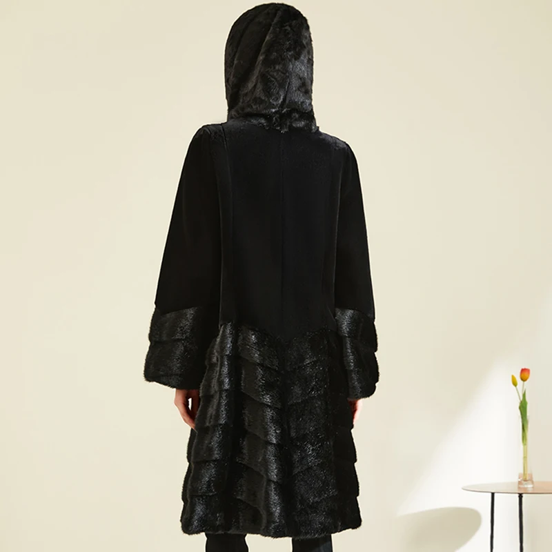 Women Fleece Jacket  Fall and Winter Fashion Faux Fur Coat Long Fuzzy Hood Fluffy Sherpa Overcoat Women's Fur Coat