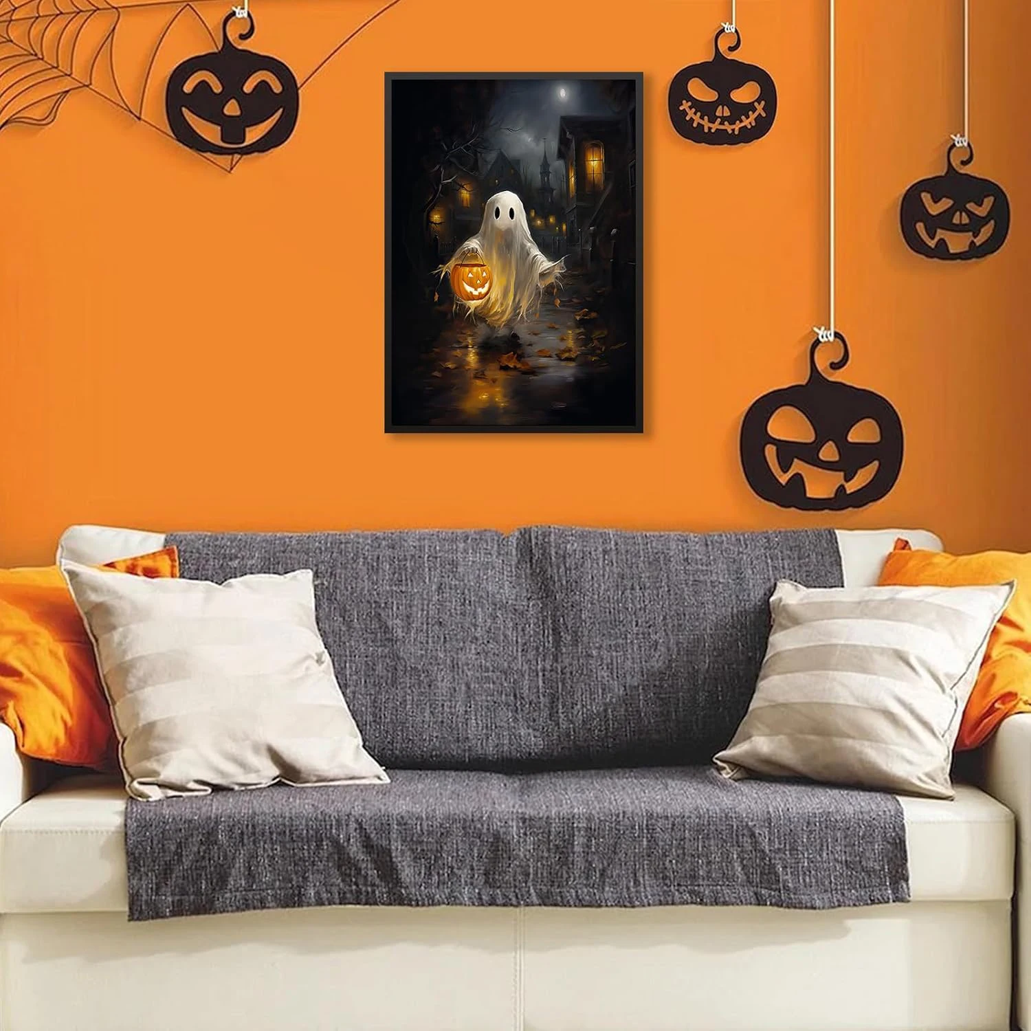 Affiche Fant me D halloween Mignonne Toile De Citrouille Art Mural affiche-fant-me-d-halloween-mignonne-toile-de-citrouille-art-mural